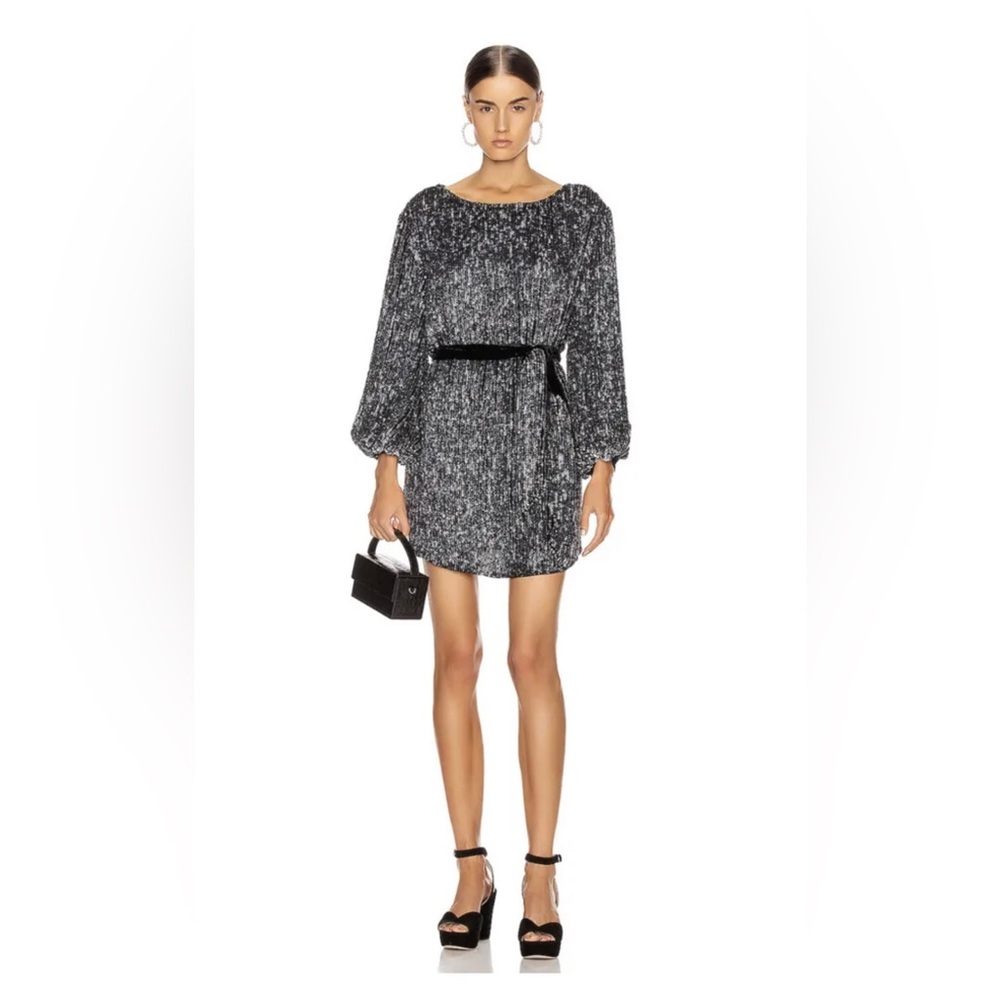 Retrofete Grace Mini Dress Gunmetal Sequins, Small